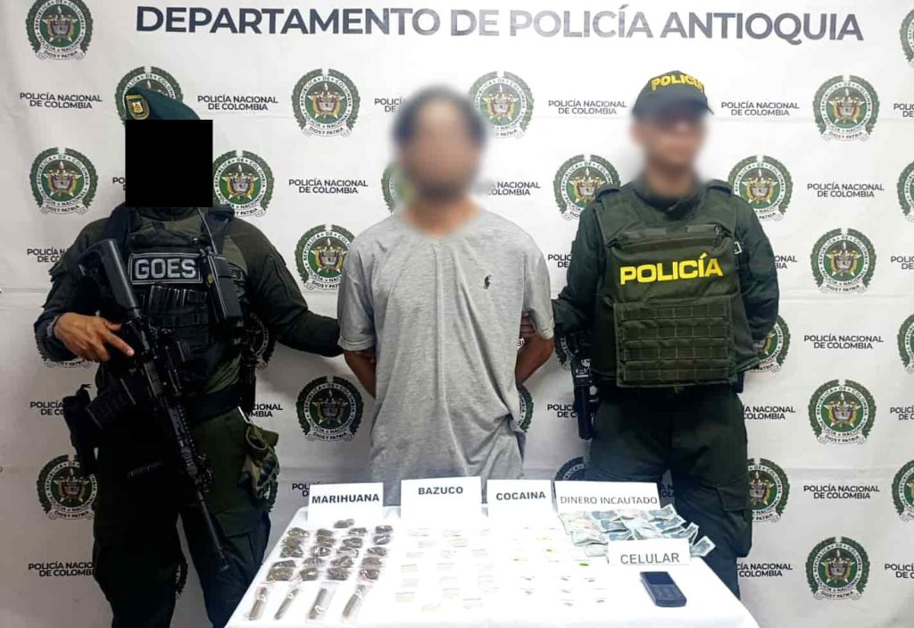 Capturan en Andes, Antioquia, a hombre con droga tras intento de fuga