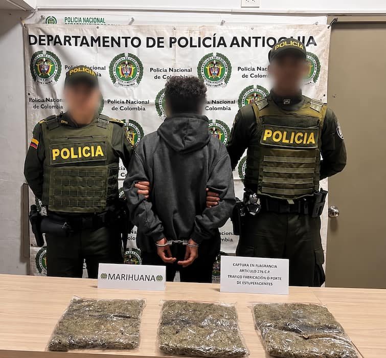 Capturan a un hombre con 1.500 gramos de marihuana en Santo Domingo, Antioquia