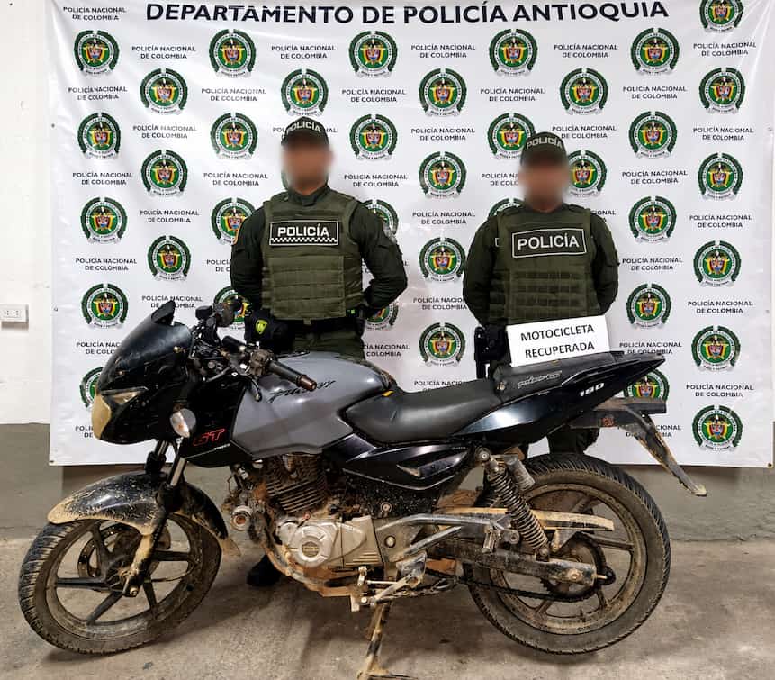 Motocicleta con alerta por hurto fue recuperada en Guadalupe, Antioquia